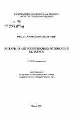 Янтарь из антропогеновых отложений Беларуси - тема автореферата по геологии, скачайте бесплатно автореферат диссертации