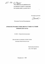 Криоконсервация семян дикорастущих растений Приморского края - тема диссертации по биологии, скачайте бесплатно