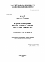 Стратегии миграции зарянки (Erithacus rubecula) в восточной Прибалтике - тема диссертации по биологии, скачайте бесплатно