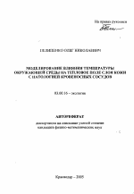 Моделирование влияния температуры окружающей среды на тепловое поле слоя кожи с патологией кровеносных сосудов - тема автореферата по биологии, скачайте бесплатно автореферат диссертации