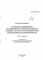 Организация специфических и неспецифических таламических влияний на различные слои соматосенсорной коры крысы в бодрствовании и медленноволновом сне - тема автореферата по биологии, скачайте бесплатно автореферат диссертации