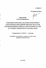 Совершенствование системы мониторинга атмосферных выпадений тяжелых металлов в промышленных районах Центральной России на основе элементного анализа мхов - тема автореферата по биологии, скачайте бесплатно автореферат диссертации