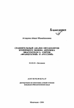 Сравнительный анализ метаболитов вторичного обмена Artemisia Dracunculus L. сортов "Французский" и "Русский" - тема автореферата по биологии, скачайте бесплатно автореферат диссертации