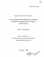 Структурные преобразования и функция основного водителя ритма сердца в онтогенезе - тема автореферата по биологии, скачайте бесплатно автореферат диссертации