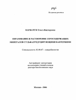 Образование и растворение серосодержащих минералов сульфатредуцирующими бактериями - тема автореферата по биологии, скачайте бесплатно автореферат диссертации