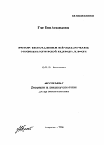 Морфофункциональные и нейродинамические основы биологической индивидуальности - тема автореферата по биологии, скачайте бесплатно автореферат диссертации