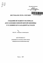 Создание исходного материала для селекции озимой мягкой пшеницы в условиях юго-западной части ЦЧЗ - тема автореферата по сельскому хозяйству, скачайте бесплатно автореферат диссертации