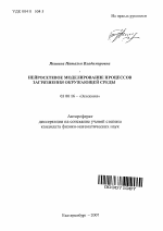 Нейросетевое моделирование процессов загрязнения окружающей среды - тема автореферата по биологии, скачайте бесплатно автореферат диссертации