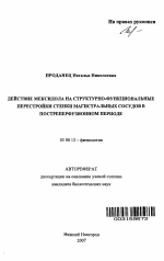 Действие мексидола на структурно-функциональные перестройки стенки магистральных сосудов в постреперфузионном периоде - тема автореферата по биологии, скачайте бесплатно автореферат диссертации