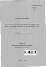 Молекулярно-генетическая характеристика штаммов вируса Гета, выделенных на территории Центральной, Восточной и Северо-Восточной Азии - тема автореферата по биологии, скачайте бесплатно автореферат диссертации