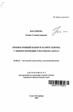 Хромосомный набор и размер генома у микроспоридии Paranosema grylli - тема автореферата по биологии, скачайте бесплатно автореферат диссертации