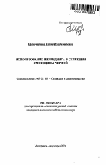 Использование инбридинга в селекции смородины черной - тема автореферата по сельскому хозяйству, скачайте бесплатно автореферат диссертации