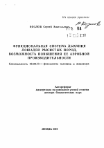 Функциональная система дыхания лошадей рысистых пород, возможность повышения ее аэробной производительности - тема автореферата по биологии, скачайте бесплатно автореферат диссертации