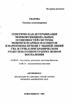 Генетическая детерминация морфофункциональных особенностей системы мононуклеарных фагоцитов и паренхимы печени у мышей линий СВА и С57В1/6 при хроническом гранулематозном туберкулезном воспалении - тема автореферата по биологии, скачайте бесплатно автореферат диссертации