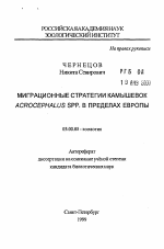 Миграционные стратегии камышевок acrocephalus spp. в пределах Европы - тема автореферата по биологии, скачайте бесплатно автореферат диссертации