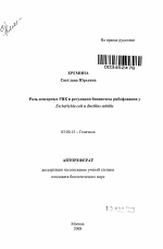 Роль сенсорных РНК в регуляции биосинтеза рибофлавина у Escherichia coli и Bacillus subtilis - тема автореферата по биологии, скачайте бесплатно автореферат диссертации