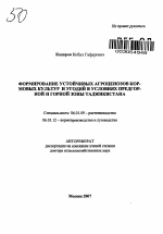 Формирование устойчивых агроценозов кормовых культур и угодий в условиях предгорной и горной зоны Таджикистана - тема автореферата по сельскому хозяйству, скачайте бесплатно автореферат диссертации