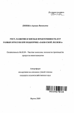 Рост, развитие и мясная продуктивность кур разных кроссов при подкормке "закваски Леснова" - тема автореферата по сельскому хозяйству, скачайте бесплатно автореферат диссертации