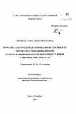 Изучение генетической детерминации интенсивности перекисного окисления липидов в связи с различиями в продолжительности жизни у Drosophila melanogaster - тема автореферата по биологии, скачайте бесплатно автореферат диссертации