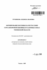 Формирование посевных качеств семян сортами яровой пшеницы в различных зонах Тюменской области - тема автореферата по сельскому хозяйству, скачайте бесплатно автореферат диссертации