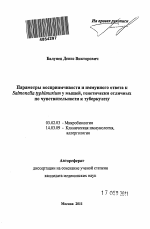 Параметры восприимчивости и иммунного ответа к Salmonella typhimurium у мышей, генетически отличных по чувствительности к туберкулезу - тема автореферата по биологии, скачайте бесплатно автореферат диссертации