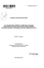 Исследование ранних стадий образования гибридных клеток, получаемых при слиянии эмбриональных стволовых клеток и фибробластов - тема автореферата по биологии, скачайте бесплатно автореферат диссертации