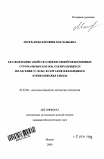 Исследование свойств субпопуляций мезенхимных стромальных клеток, различающихся по адгезии in vitro, из органов миелоидного кроветворения крысы - тема автореферата по биологии, скачайте бесплатно автореферат диссертации