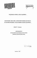 Получение инсулин - продуцирующих клеток из мультипотентных стромальных клеток человека - тема автореферата по биологии, скачайте бесплатно автореферат диссертации