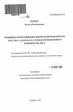 Особенности выращивания цыплят-бройлеров кроссов "Росс-508" и "Хаббард" в условиях промышленного производства мяса - тема автореферата по сельскому хозяйству, скачайте бесплатно автореферат диссертации