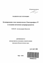 Клонирование гена эндонуклеазы I бактериофага Т7 и создание штаммов-суперпродуцентов - тема автореферата по биологии, скачайте бесплатно автореферат диссертации