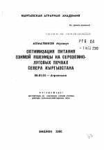 Оптимизация питания озимой пшеницы на сероземно-луговых почвах севера Кыргызстана - тема автореферата по сельскому хозяйству, скачайте бесплатно автореферат диссертации