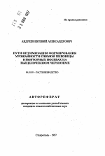 Пути оптимизации формирования урожайности озимой пшеницы в повторных посевах на выщелоченном черноземе - тема автореферата по сельскому хозяйству, скачайте бесплатно автореферат диссертации