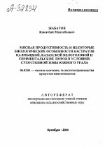 МЯСНАЯ ПРОДУКТИВНОСТЬ И НЕКОТОРЫЕ БИОЛОГИЧЕСКИЕ ОСОБЕННОСТИ КАСТРАТОВ КАЛМЫЦКОЙ, КАЗАХСКОЙ БЕЛОГОЛОВОЙ И СИММЕНТАЛЬСКОЙ ПОРОД В УСЛОВИЯХ СУХОСТЕПНОЙ ЗОНЫ ЮЖНОГО УРАЛА - тема автореферата по сельскому хозяйству, скачайте бесплатно автореферат диссертации