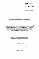 Продуктивность валушков кавказской породы овец на рационах с сеном люцерны и прутняка глинистого, введенного в культуру - тема автореферата по сельскому хозяйству, скачайте бесплатно автореферат диссертации