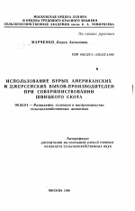 Использование бурых американских и джерсейских быков-производителей при совершенствовании швицкого скота - тема автореферата по сельскому хозяйству, скачайте бесплатно автореферат диссертации