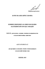 Влияние инбридинга на микроэволюцию ахалтекинской породы лошадей - тема автореферата по сельскому хозяйству, скачайте бесплатно автореферат диссертации