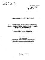 ЭФФЕКТИВНОСТЬ ПРИМЕНЕНИЯ ПОД СОЮ МАКРО-, МИКРОУДОБРЕНИЙ И РИЗОТОРФИНА В АЛТАЙСКОМ ПРИОБЬЕ - тема автореферата по сельскому хозяйству, скачайте бесплатно автореферат диссертации