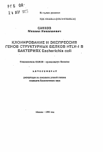 Клонирование и экспрессия генов структурных белков HTLV-I в бактериях Escherichia coli - тема автореферата по биологии, скачайте бесплатно автореферат диссертации