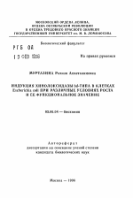 Индукция хинолоксидазы bd-типа в клетках Escherichia coli при различныхусловиях роста и ее функциональное значение - тема автореферата по биологии, скачайте бесплатно автореферат диссертации