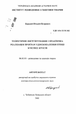 Теоретическое обоснование и практическая реализация программ совершенствования птицы мясных кроссов - тема автореферата по сельскому хозяйству, скачайте бесплатно автореферат диссертации