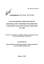 Использование международного генофонда при совершенствовании чистокровной арабской породы лошадей в России - тема автореферата по сельскому хозяйству, скачайте бесплатно автореферат диссертации