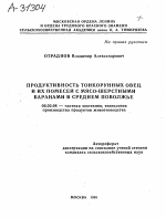 ПРОДУКТИВНОСТЬ ТОНКОРУННЫХ ОВЕЦ И ИХ ПОМЕСЕЙ С МЯСО-ШЕРСТНЫМИ БАРАНАМИ В СРЕДНЕМ ПОВОЛЖЬЕ - тема автореферата по сельскому хозяйству, скачайте бесплатно автореферат диссертации