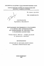 Деградация пестицидов в растениях и в почве при комплексном их применении на посевах сои в условиях Казахстана - тема автореферата по сельскому хозяйству, скачайте бесплатно автореферат диссертации