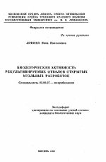 Биологическая активность рекультивируемых отвалов открытых угольных разработок - тема автореферата по биологии, скачайте бесплатно автореферат диссертации