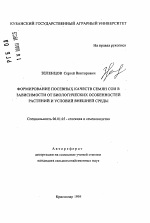 Формирование посевных качеств семян сои в зависимои от биологических особенностей растений и условий внешней среды - тема автореферата по сельскому хозяйству, скачайте бесплатно автореферат диссертации