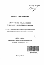 Морфология органа зрения у маралов в возрастном аспекте - тема автореферата по сельскому хозяйству, скачайте бесплатно автореферат диссертации