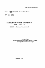 Белковый обмен растений при стрессе - тема автореферата по биологии, скачайте бесплатно автореферат диссертации