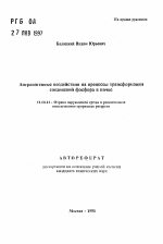 Антропогенные воздействия на процессы трансформации соединений фосфора в почве - тема автореферата по географии, скачайте бесплатно автореферат диссертации