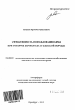 Эффективность использования БВМД при откорме бычков бестужевской породы - тема автореферата по сельскому хозяйству, скачайте бесплатно автореферат диссертации