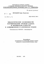 Биологические особенности формирования урожая салата и пекинской капусты в защищенном и открытом грунте - тема автореферата по сельскому хозяйству, скачайте бесплатно автореферат диссертации